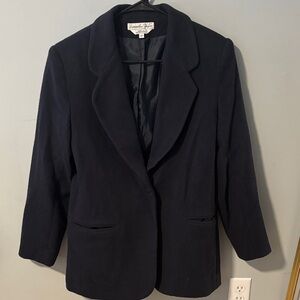 Vintage Samantha Taylor Wool Cashmere Blend Sophisticated Navy Blazer